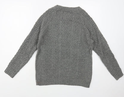 Preloved FOREVER 21 Womens Grey Crew Neck Acrylic Pullover Jumper Size S - Back