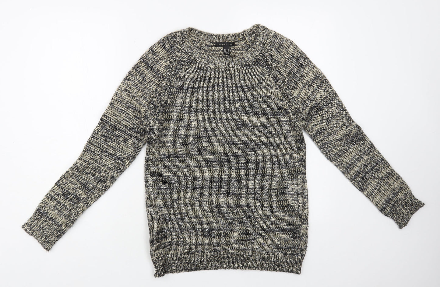 Mango Womens Grey Boat Neck Polyester Pullover Jumper Size S