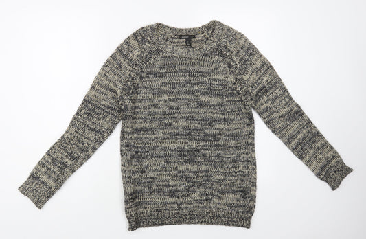 Mango Womens Grey Boat Neck Polyester Pullover Jumper Size S