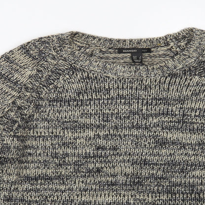 Mango Womens Grey Boat Neck Polyester Pullover Jumper Size S