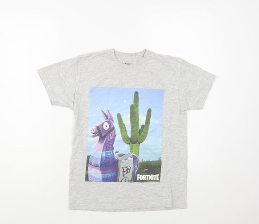 Fortnite Womens Grey Cotton Basic T-Shirt Size S Crew Neck