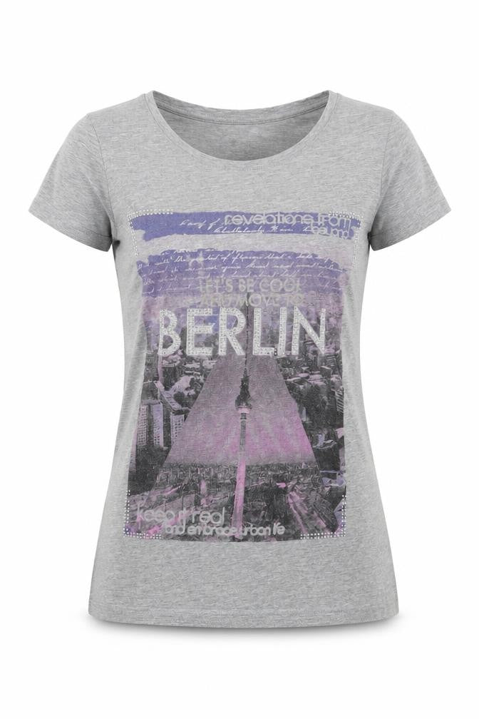 Dunnes Stores Womens Grey Cotton Basic T-Shirt Size 8 Boat Neck - Berlin