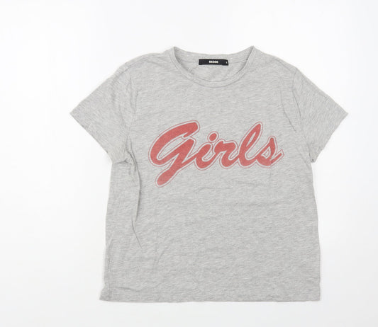 Bik Bok Womens Grey Cotton Basic T-Shirt Size M Crew Neck - Girls