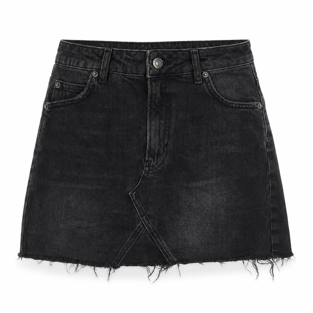 Topshop Womens Black Cotton Mini Skirt Size 8 Button