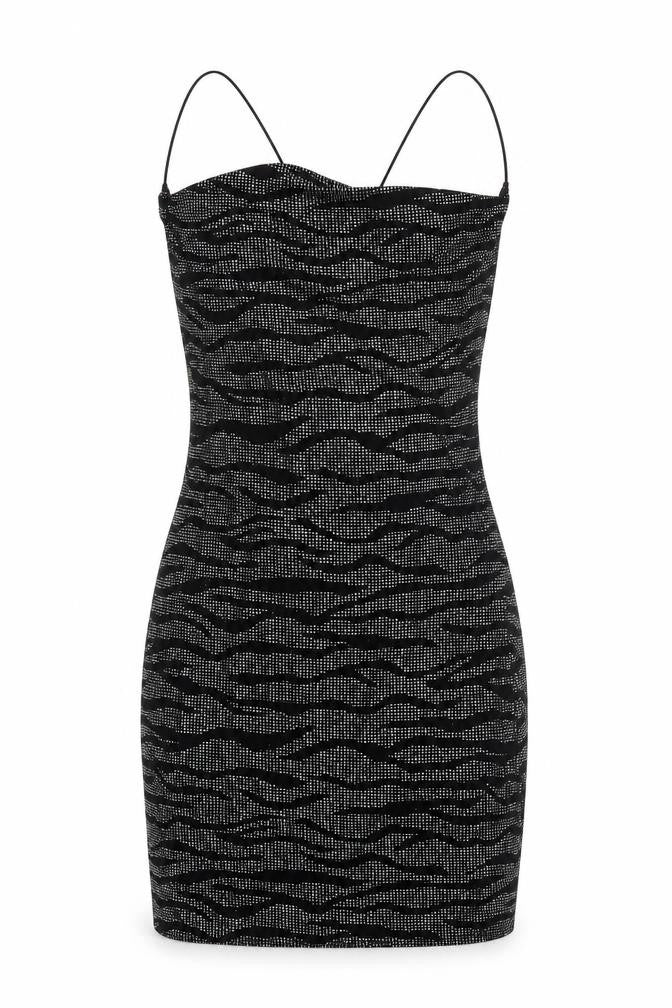 H&M Womens Black Animal Print Nylon Bodycon Size S Cowl Neck Pullover