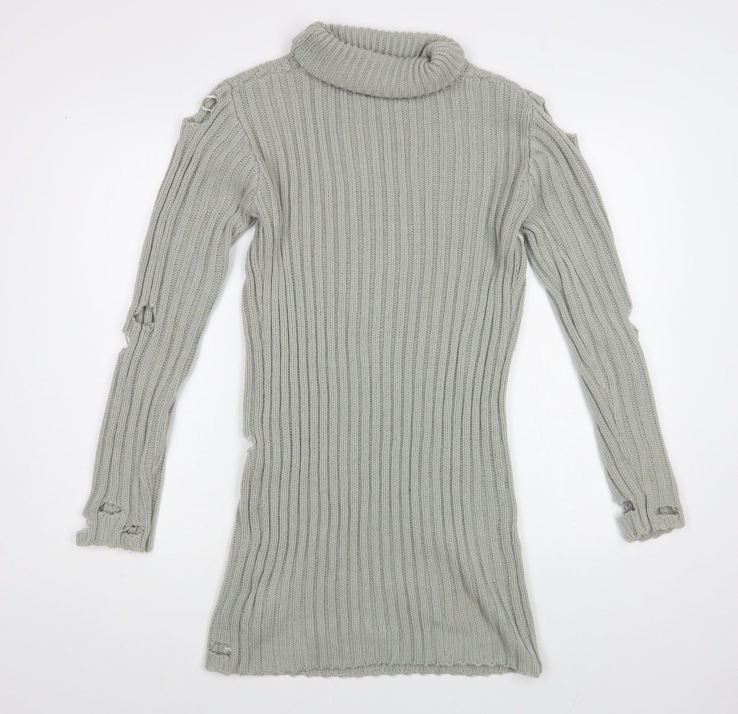 In the Style Womens Grey Roll Neck Acrylic Tunic Jumper Size S
