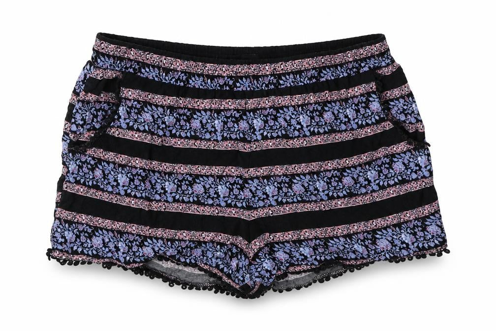 Atmosphere Womens Black Floral Viscose Mom Shorts Size 8 Regular