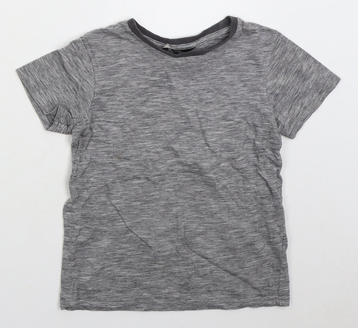 George Boys Grey Cotton Basic T-Shirt Size 7-8 Years Crew Neck Pullover