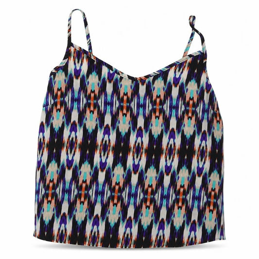 Atmosphere Womens Blue Geometric Polyester Basic Tank Size 10 V-Neck