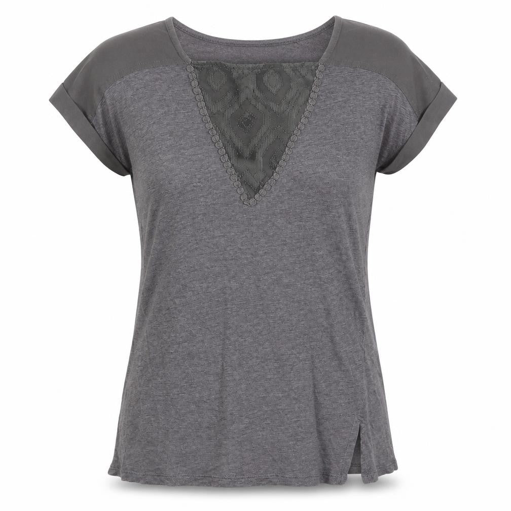 NEXT Womens Grey Linen Basic T-Shirt Size 6 Square Neck