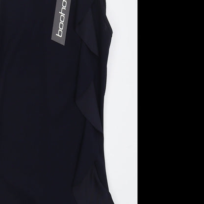 Boohoo Womens Blue Polyester Bodycon Size 10 Round Neck Pullover