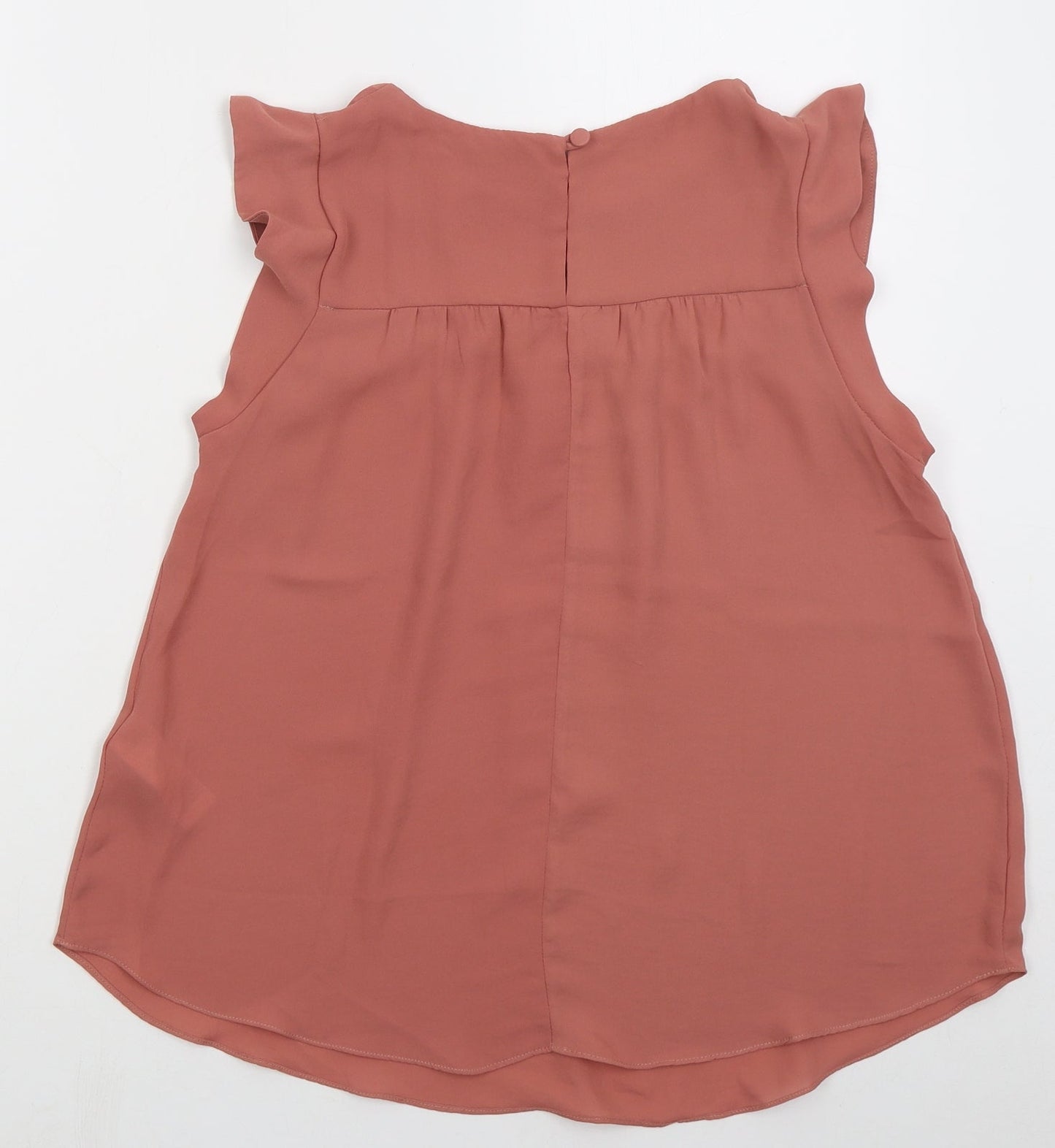New Look Womens Pink Polyester Basic Blouse Size 10 Round Neck