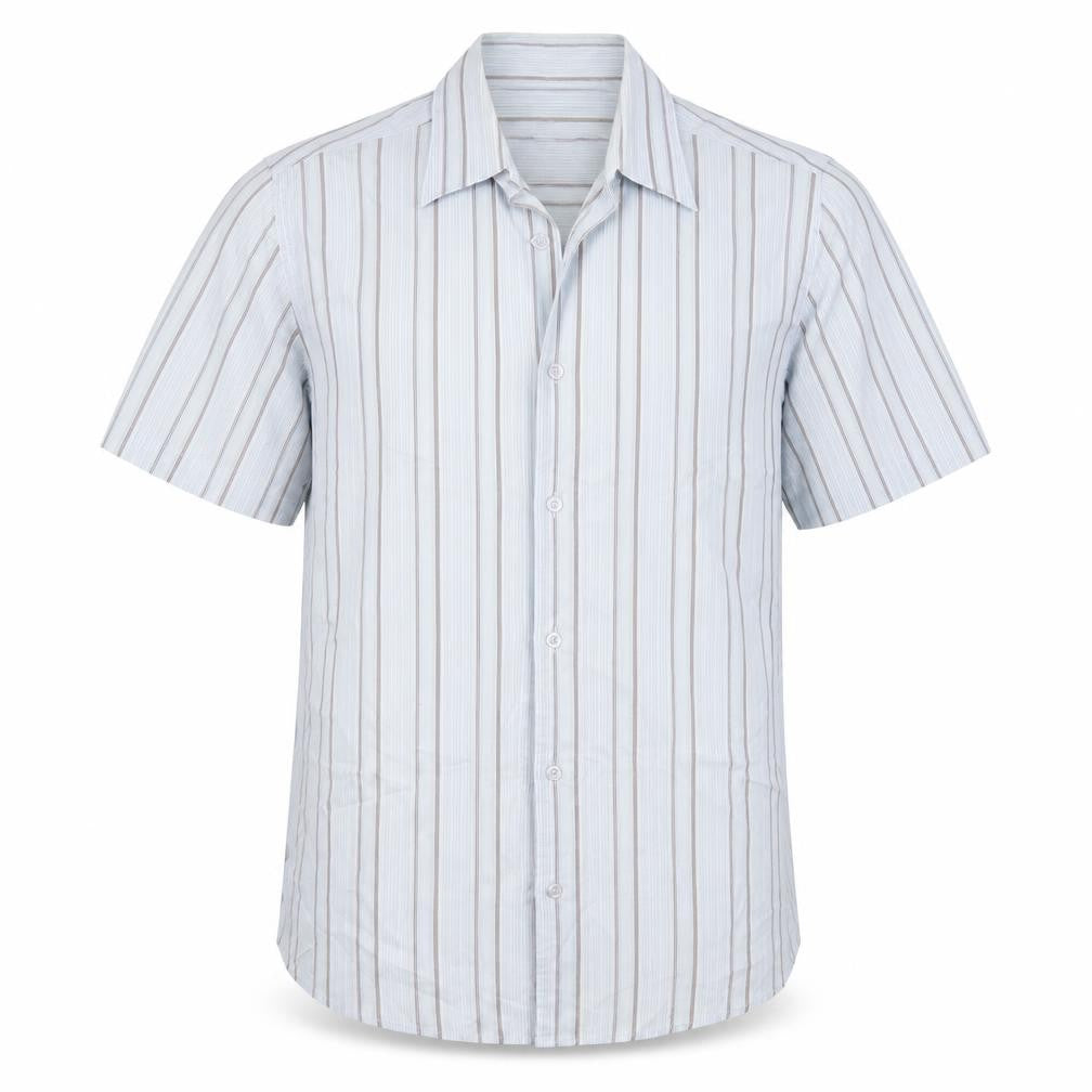 Attitude Mens Blue Striped Cotton Button-Up Size M Collared Button