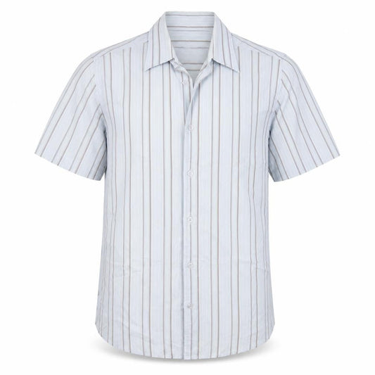 Attitude Mens Blue Striped Cotton Button-Up Size M Collared Button