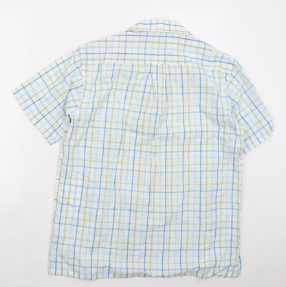 Preloved Peter England Mens Blue Check Polyester Button-Up Size M Collared Button - Back