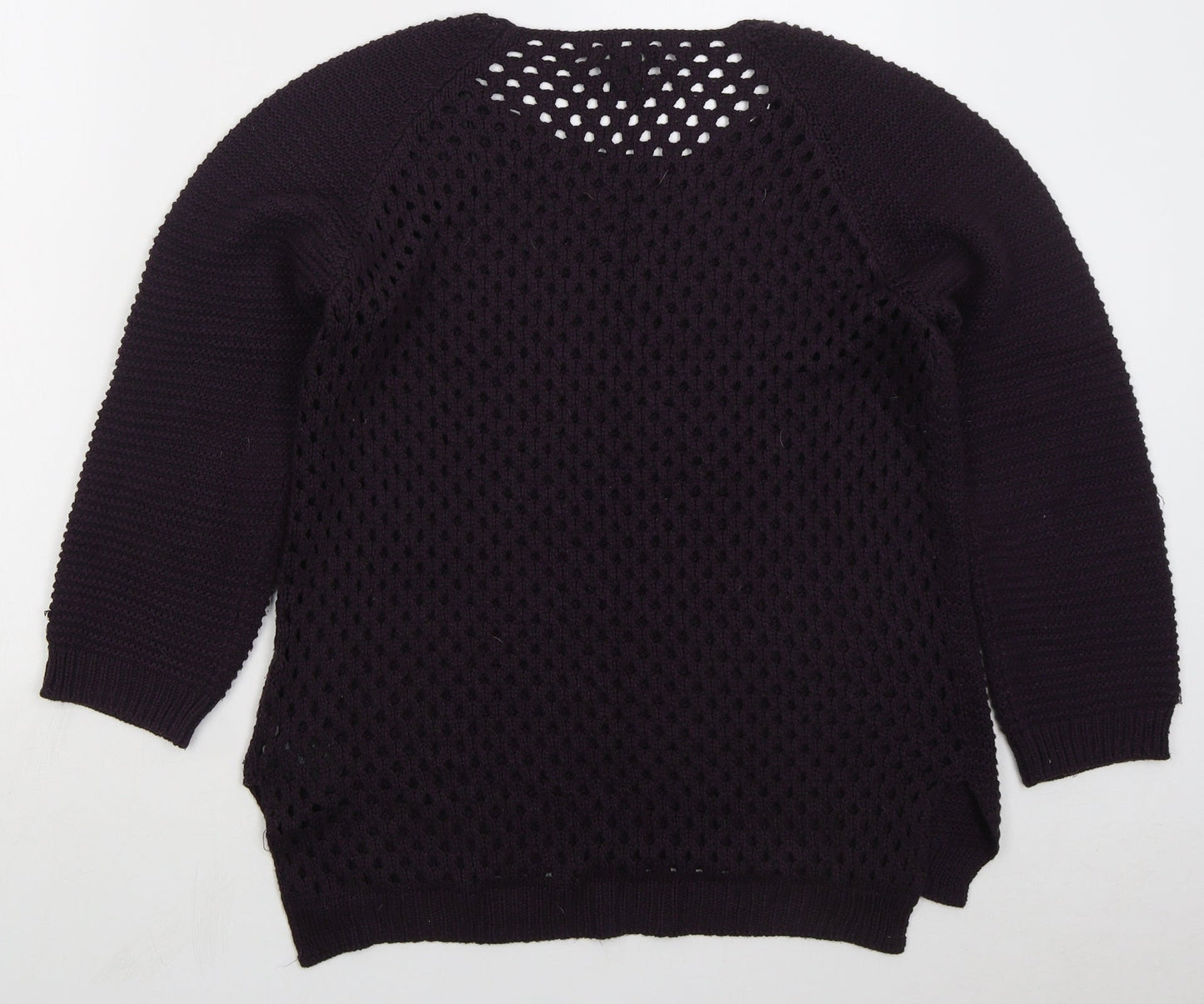 H&M Womens Purple Round Neck Acrylic Pullover Jumper Size L