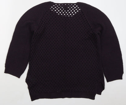 H&M Womens Purple Round Neck Acrylic Pullover Jumper Size L