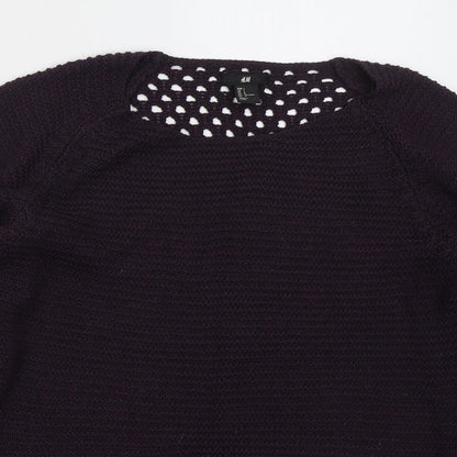 H&M Womens Purple Round Neck Acrylic Pullover Jumper Size L