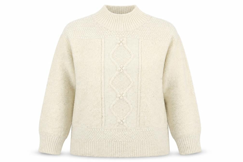 F&F Womens Beige Mock Neck Acrylic Pullover Jumper Size L