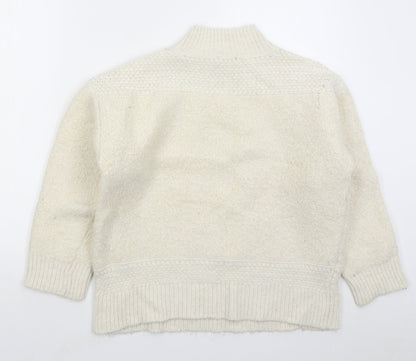 F&F Womens Beige Mock Neck Acrylic Pullover Jumper Size L