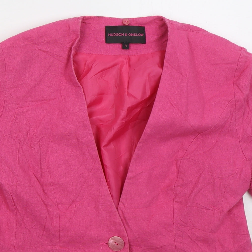 Hudson & Onslow Womens Pink Jacket Size 12 Button