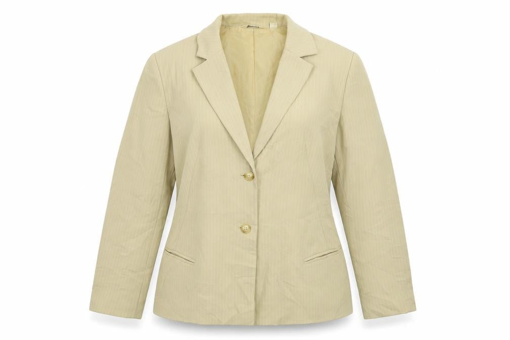NEXT Womens Beige Striped Polyester Jacket Suit Jacket Size 14