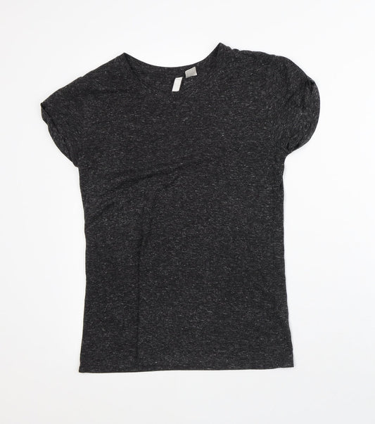 Divided Womens Grey Geometric Polyester Basic T-Shirt Size XS Crew Neck