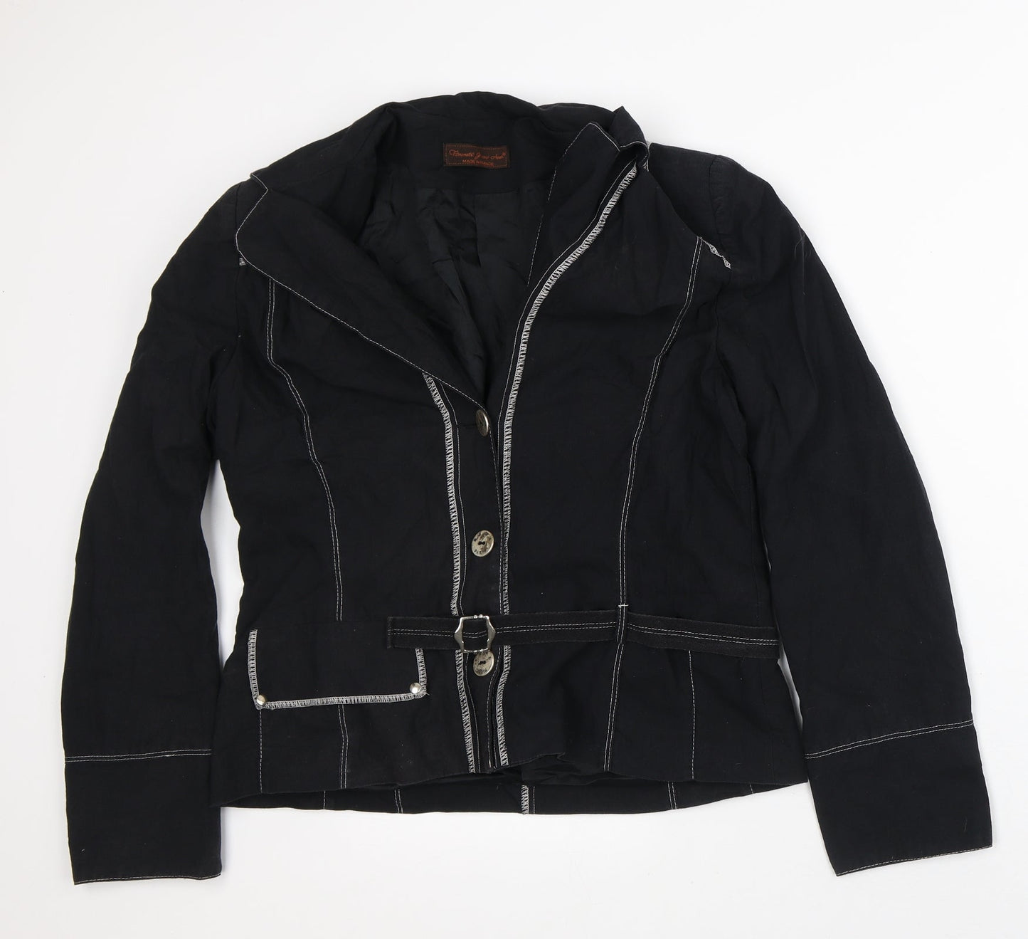 Femmes je Vous Aime Womens Black Striped Jacket Size S