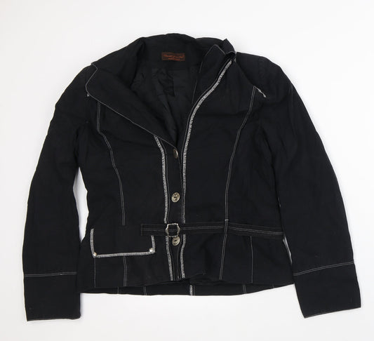Femmes je Vous Aime Womens Black Striped Jacket Size S