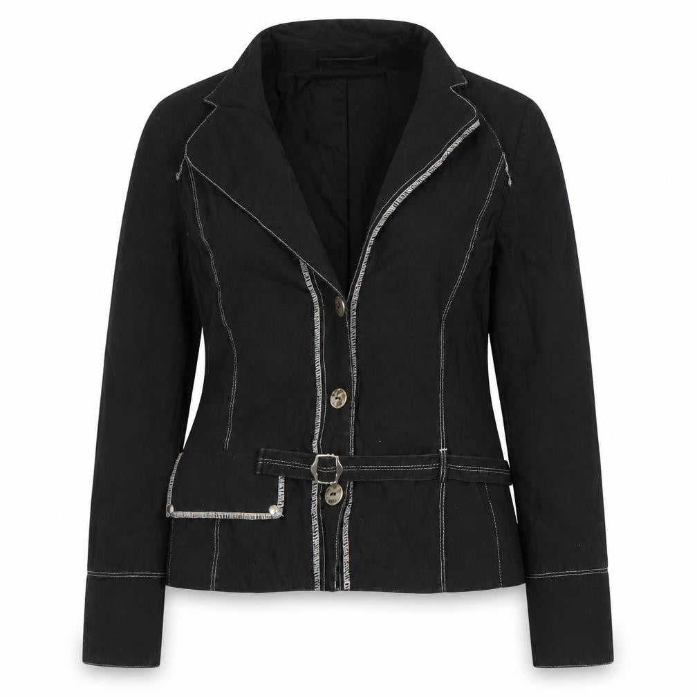 Femmes je Vous Aime Womens Black Striped Jacket Size S