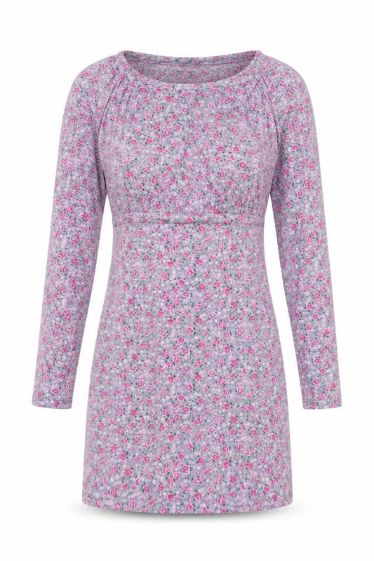 Wednesday's Girl Womens Pink Floral Polyester T-Shirt Dress Size S Round Neck