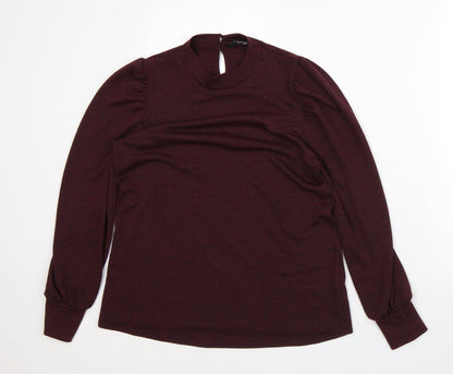 Dorothy Perkins Womens Red Polyester Basic T-Shirt Size 14 Mock Neck