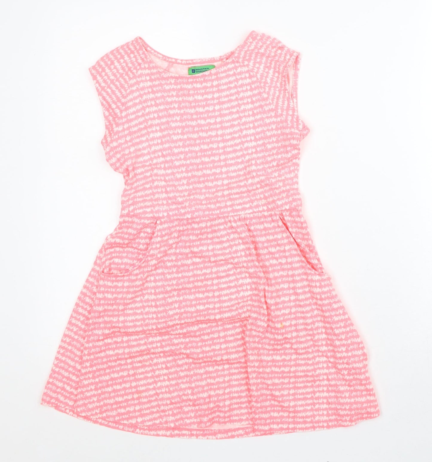 Mountain Warehouse Girls Pink Geometric Cotton A-Line Size 9-10 Years Scoop Neck