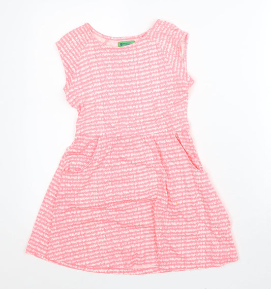 Mountain Warehouse Girls Pink Geometric Cotton A-Line Size 9-10 Years Scoop Neck
