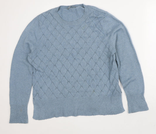 Oasis Mens Blue Round Neck Polyester Pullover Jumper Size XL