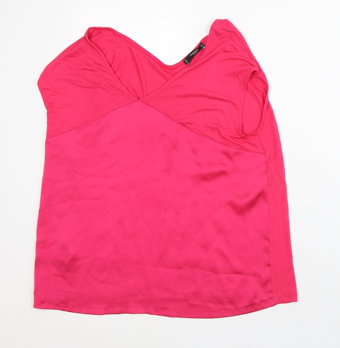 Mango Womens Pink Viscose Basic Blouse Size L V-Neck