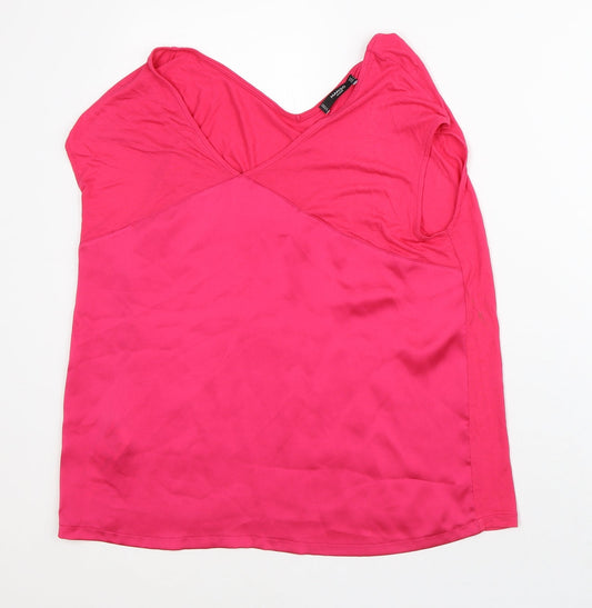 Mango Womens Pink Viscose Basic Blouse Size L V-Neck