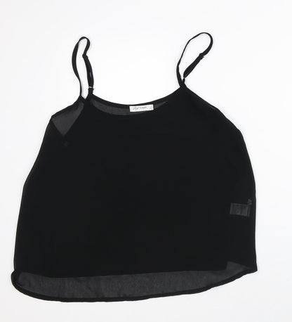 Paper Scissors Womens Black Polyester Basic Tank Size 10 Square Neck - Sheer