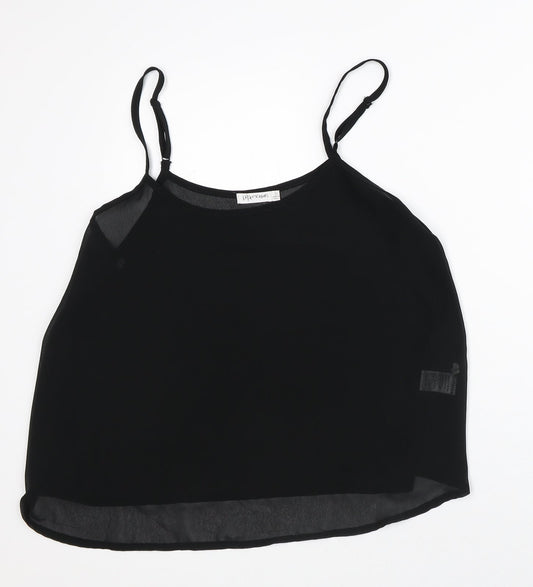 Paper Scissors Womens Black Polyester Basic Tank Size 10 Square Neck - Sheer