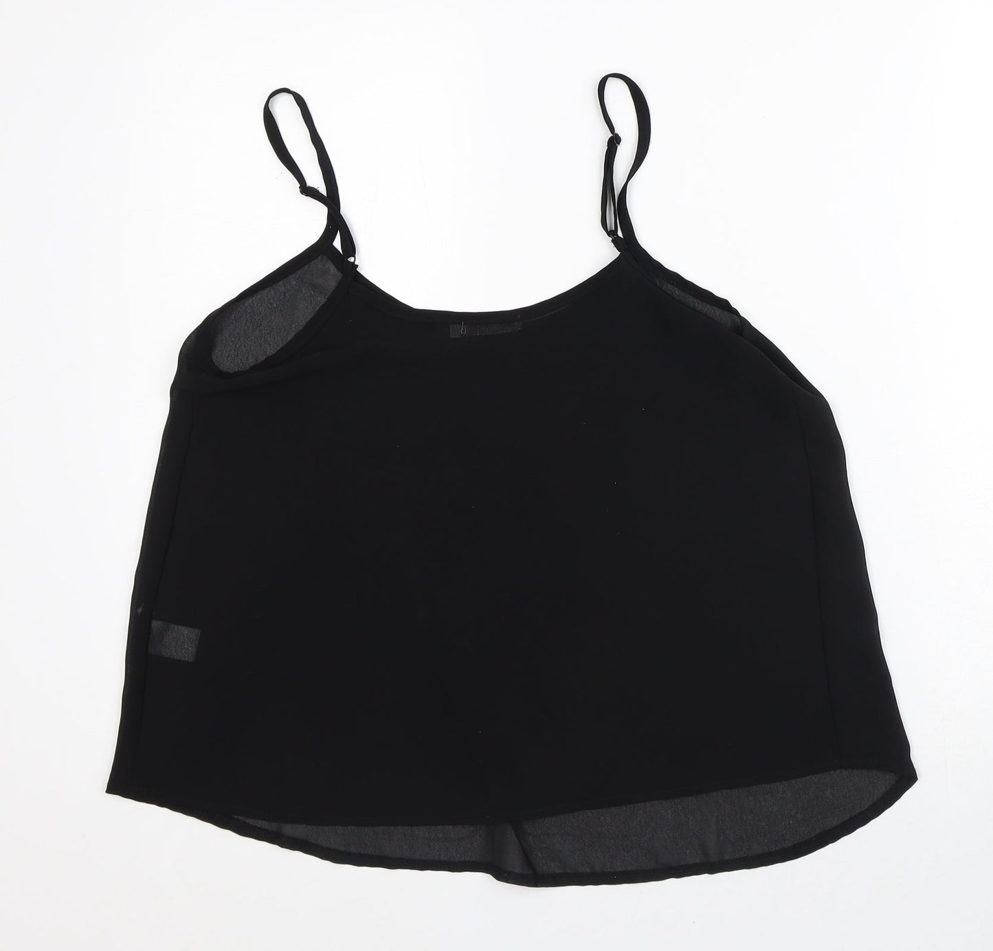 Paper Scissors Womens Black Polyester Basic Tank Size 10 Square Neck - Sheer
