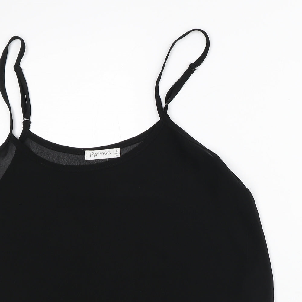 Paper Scissors Womens Black Polyester Basic Tank Size 10 Square Neck - Sheer