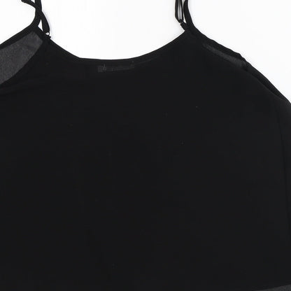 Paper Scissors Womens Black Polyester Basic Tank Size 10 Square Neck - Sheer