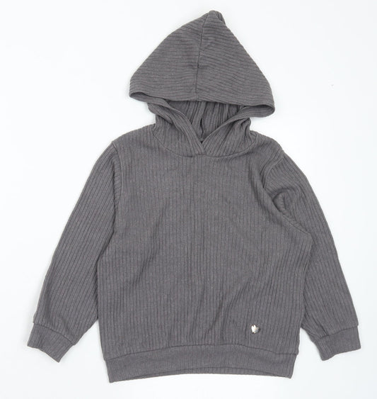 H&M Girls Grey Viscose Pullover Hoodie Size 5-6 Years