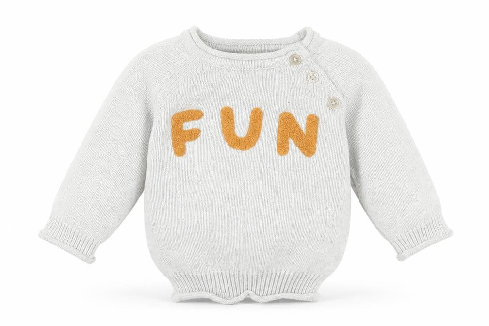 NEXT Baby Grey Cotton Pullover Jumper Size 3-6 Months Button - Fun