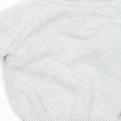 Next Baby Grey Cotton Pullover Jumper Size 3-6 Months Button - Fun