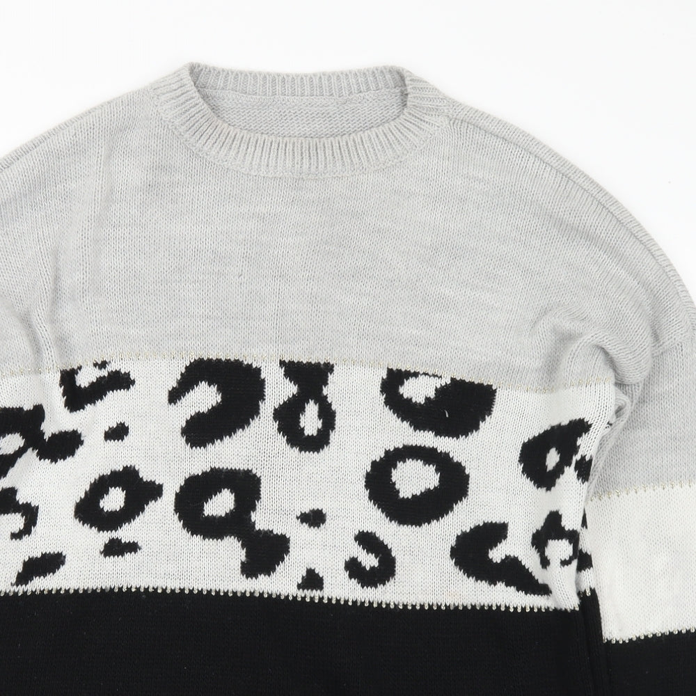 Preworn Womens Multicoloured Round Neck Animal Print Acrylic Pullover Jumper Size L