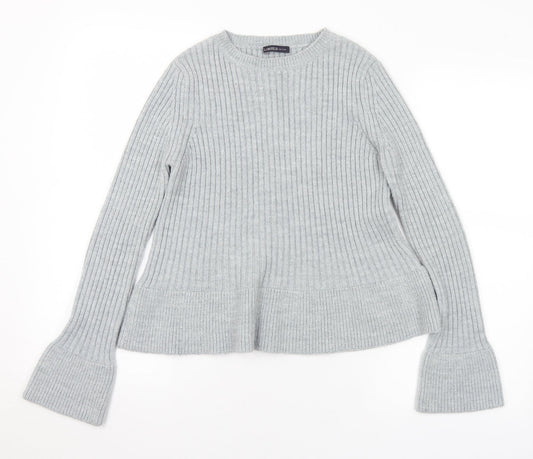 Marks and Spencer Womens Grey Crew Neck Acrylic Pullover Jumper Size 6