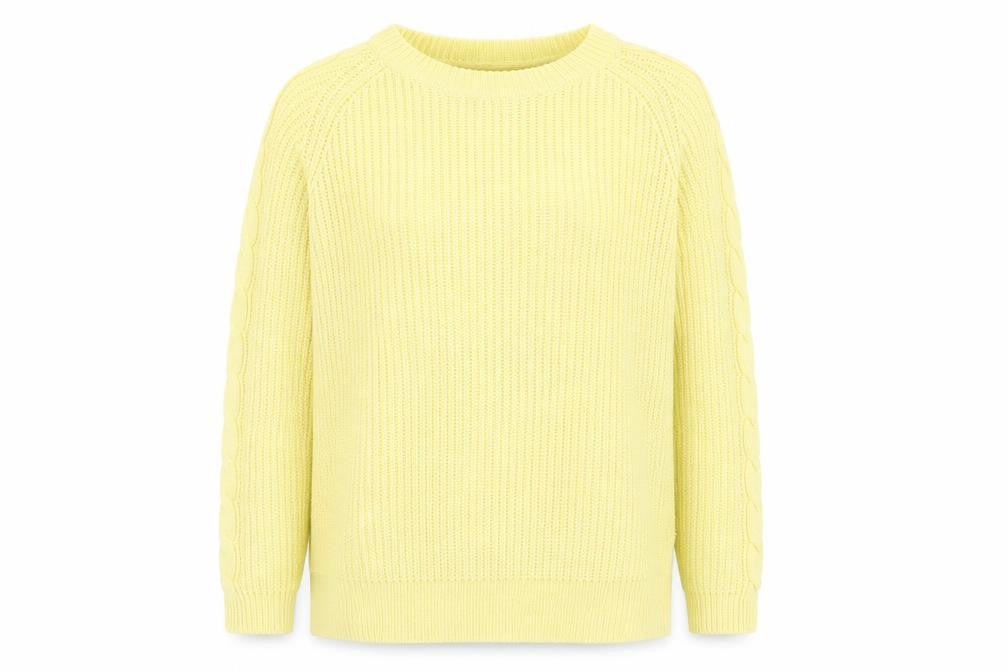 b.young Womens Yellow Round Neck Acrylic Pullover Jumper Size L