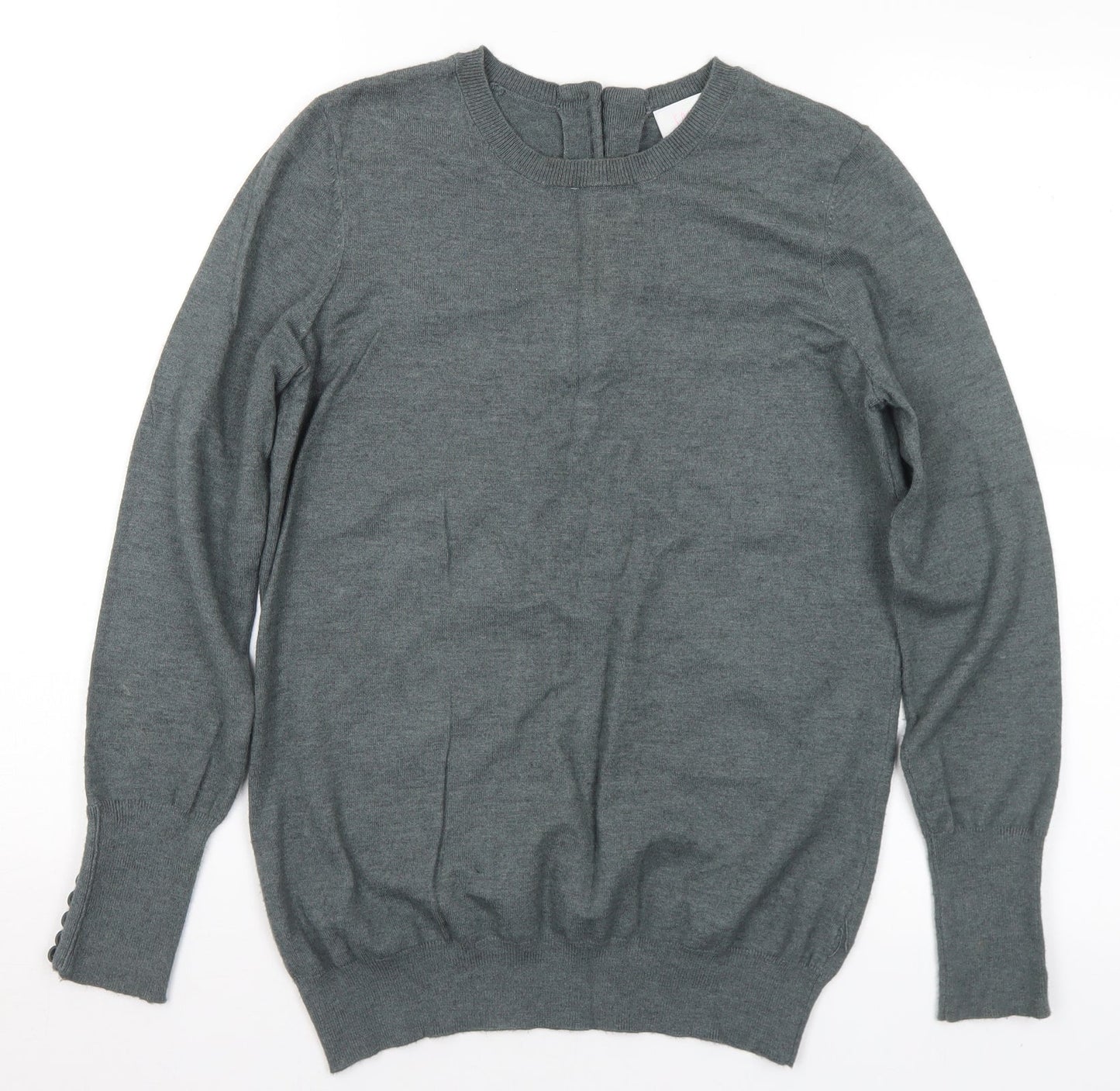 Savida Womens Grey Crew Neck Viscose Pullover Jumper Size S