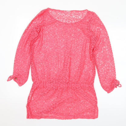 Next Womens Pink Round Neck Polyester Shrug Jumper Size 8